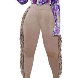 NEW Women's Knit Fringe Sweater Pants Size S/M